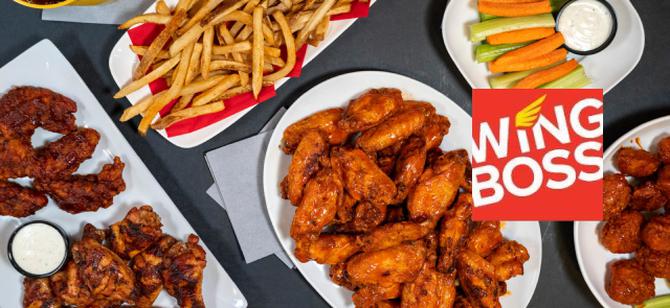 May contain: examples of dishes served in the Wing Boss (CO-6069) restaurant, interior or exterior of Wing Boss (CO-6069) restaurant