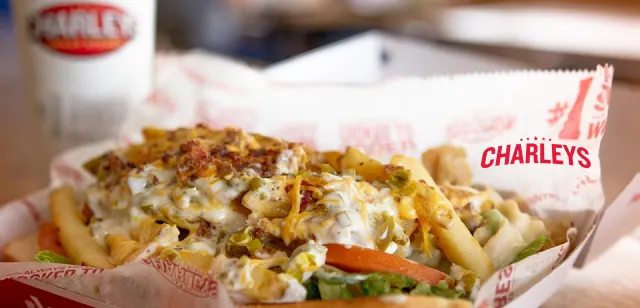May contain: examples of dishes served in the Charleys Cheesesteaks and Wings - Marathon at Woolbright - FL restaurant, interior or exterior of Charleys Cheesesteaks and Wings - Marathon at Woolbright - FL restaurant