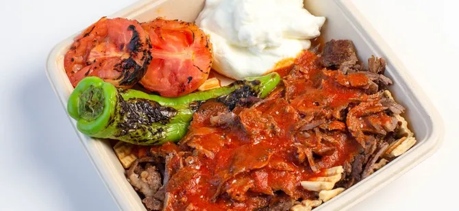 May contain: examples of dishes served in the DonerG Mediterranean Grill-Santa Ana restaurant, interior or exterior of DonerG Mediterranean Grill-Santa Ana restaurant