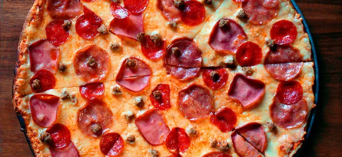 May contain: examples of dishes served in the West New York pizza restaurant, interior or exterior of West New York pizza restaurant