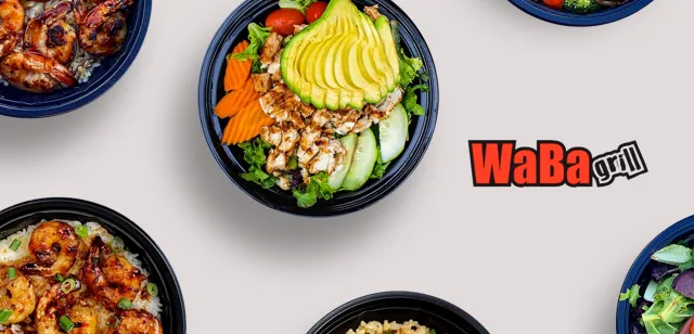May contain: examples of dishes served in the Waba Grill - Long Beach (The Pike) restaurant, interior or exterior of Waba Grill - Long Beach (The Pike) restaurant