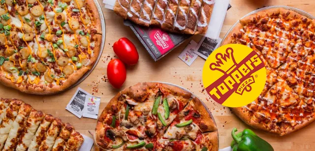May contain: examples of dishes served in the Toppers Pizza - Chicago restaurant, interior or exterior of Toppers Pizza - Chicago restaurant