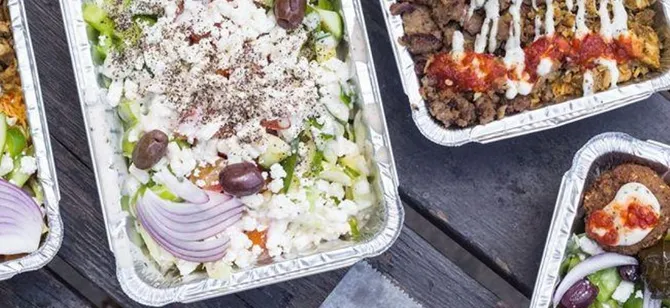 May contain: examples of dishes served in the Austin's Habibi - 5th St restaurant, interior or exterior of Austin's Habibi - 5th St restaurant