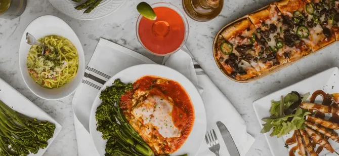 May contain: examples of dishes served in the Rosti Tuscan Kitchen - Santa Monica restaurant, interior or exterior of Rosti Tuscan Kitchen - Santa Monica restaurant