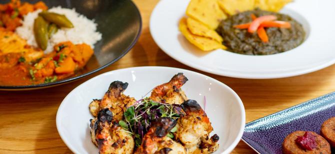 May contain: examples of dishes served in the Saar Indian Bistro restaurant, interior or exterior of Saar Indian Bistro restaurant