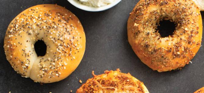 May contain: examples of dishes served in the Hudson Bagel restaurant, interior or exterior of Hudson Bagel restaurant