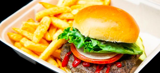 May contain: examples of dishes served in the 77 Burger restaurant, interior or exterior of 77 Burger restaurant