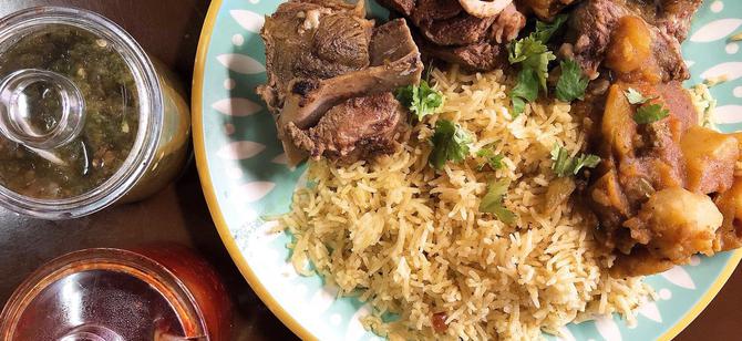 May contain: examples of dishes served in the Yemen Kitchen restaurant, interior or exterior of Yemen Kitchen restaurant