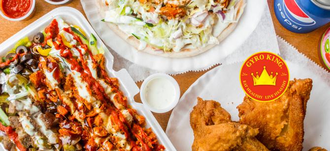 May contain: examples of dishes served in the Gyro King - 9203 Hwy restaurant, interior or exterior of Gyro King - 9203 Hwy restaurant