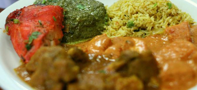 May contain: examples of dishes served in the Punjab Cafe restaurant, interior or exterior of Punjab Cafe restaurant