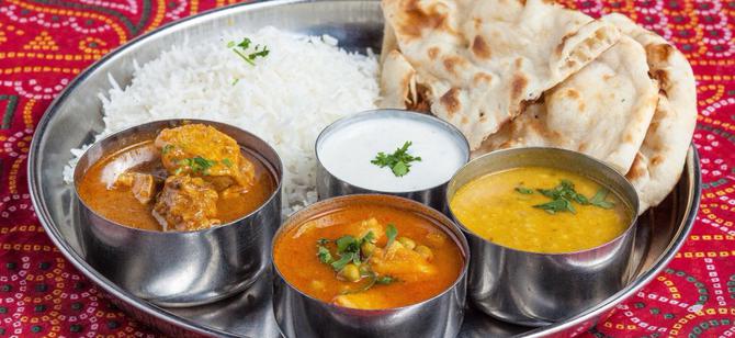 May contain: examples of dishes served in the Taj India Palace restaurant, interior or exterior of Taj India Palace restaurant