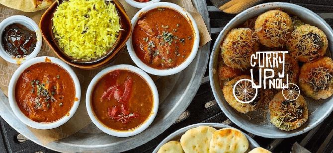 May contain: examples of dishes served in the Curry Up Now - Valencia St restaurant, interior or exterior of Curry Up Now - Valencia St restaurant