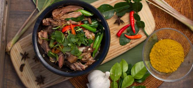 May contain: examples of dishes served in the Sanook restaurant, interior or exterior of Sanook restaurant