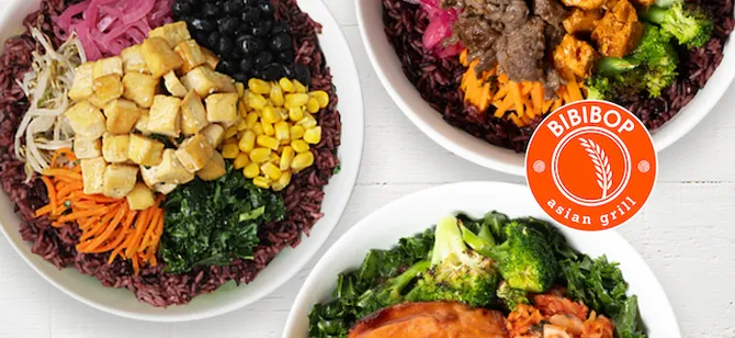 May contain: examples of dishes served in the BIBIBOP - University of Dayton restaurant, interior or exterior of BIBIBOP - University of Dayton restaurant