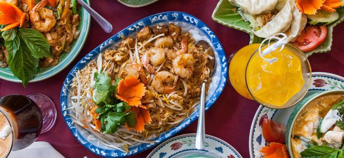 May contain: examples of dishes served in the Wondee Siam restaurant, interior or exterior of Wondee Siam restaurant