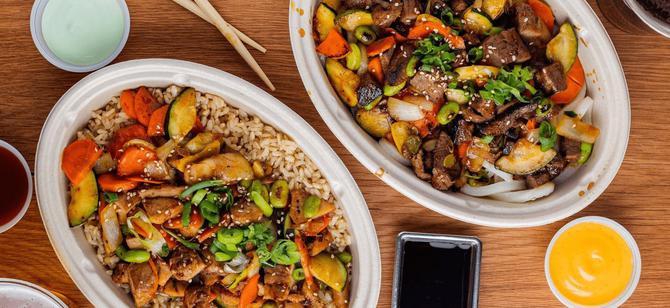 May contain: examples of dishes served in the Kobeyaki - Bryant Park restaurant, interior or exterior of Kobeyaki - Bryant Park restaurant