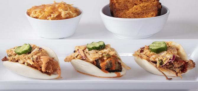 May contain: examples of dishes served in the Memphis Seoul restaurant, interior or exterior of Memphis Seoul restaurant