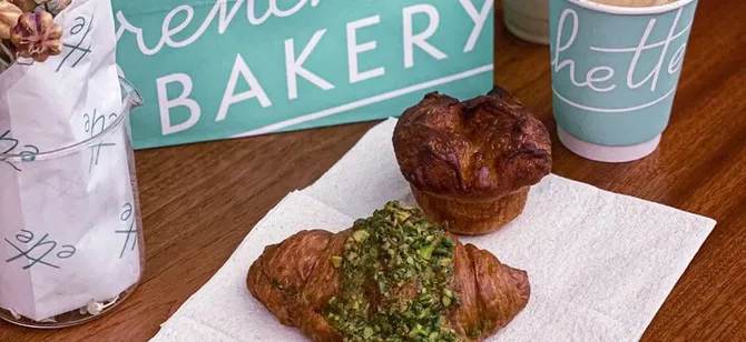 May contain: examples of dishes served in the Frenchette Bakery restaurant, interior or exterior of Frenchette Bakery restaurant