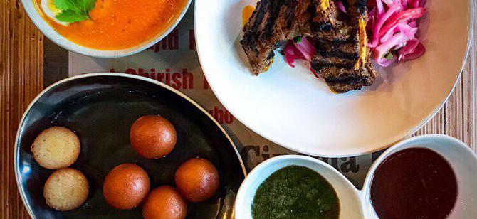 May contain: examples of dishes served in the Masala Times Greenwich Village restaurant, interior or exterior of Masala Times Greenwich Village restaurant