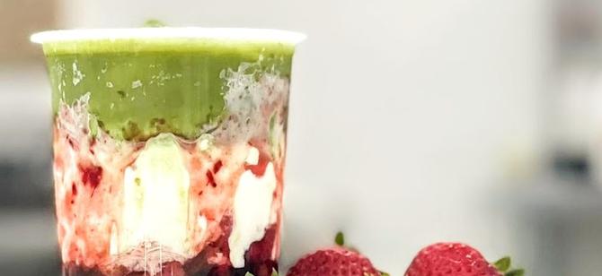 May contain: examples of dishes served in the Hotline Boba restaurant, interior or exterior of Hotline Boba restaurant